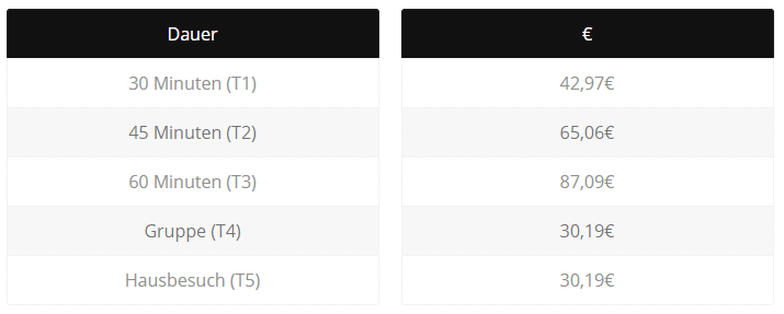 pricing table mobile
